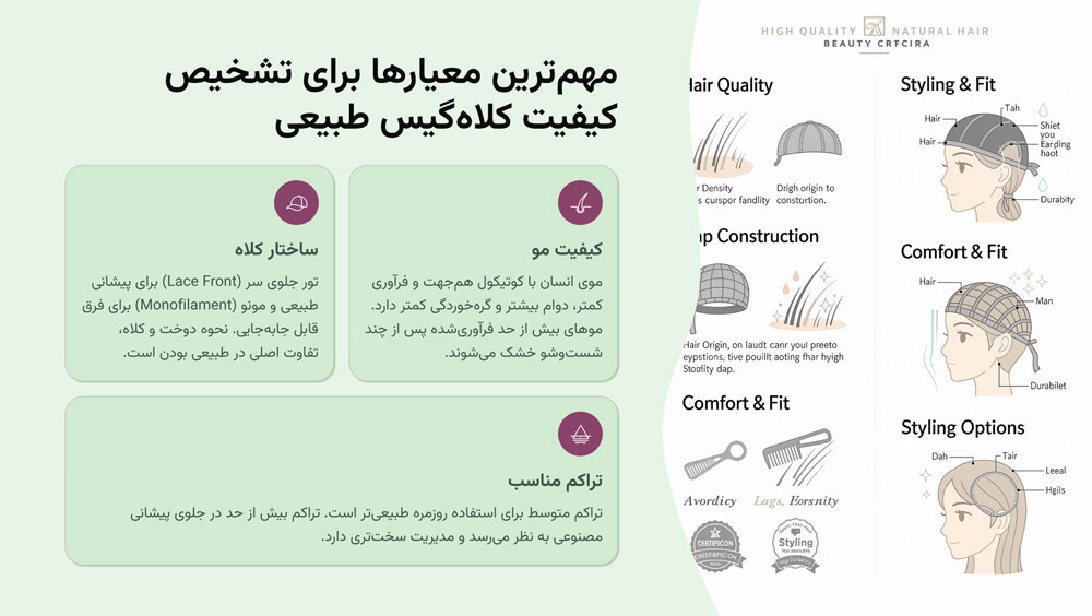 مهم&zwnj;ترین معیارها برای تشخیص کیفیت کلاه&zwnj;گیس طبیعی