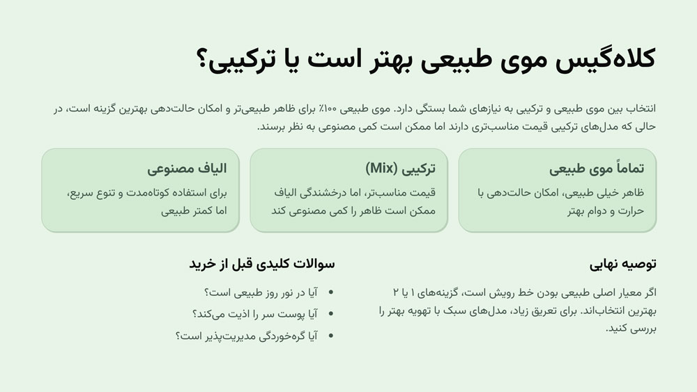 بهترین کلاه‌ گیس طبیعی زنانه برای خرید مطمئن